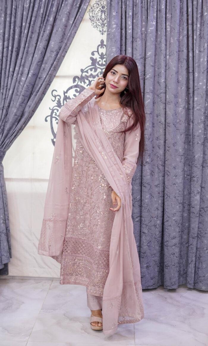 Dusty Rose Embroidered 3-Piece Suit