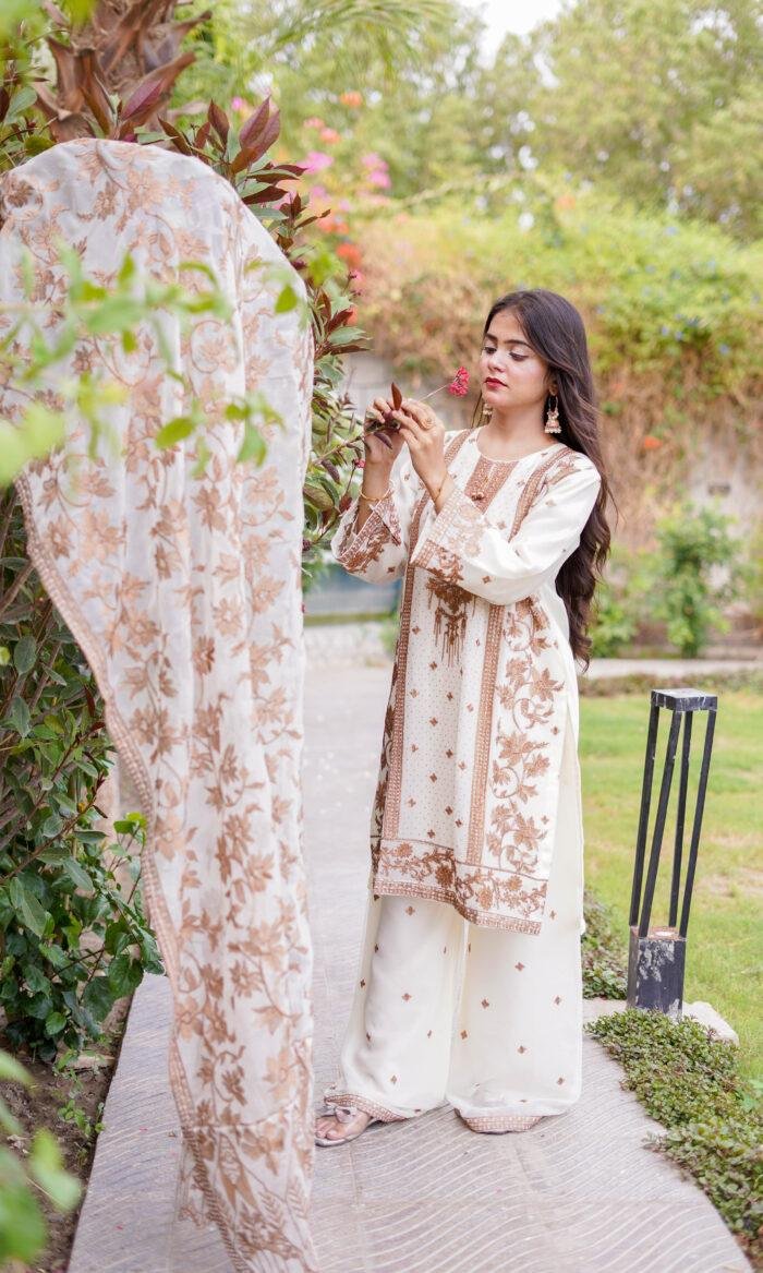 Ivory & OffWhite Embroidered Suit