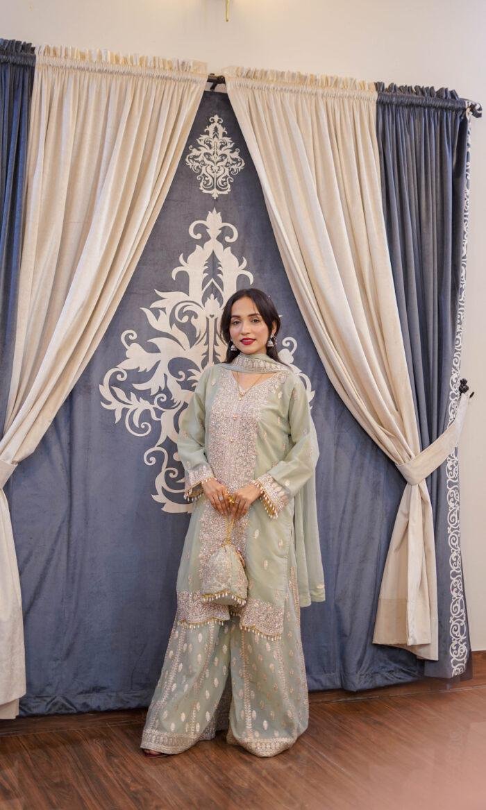 Mint Green Heavily Embellished Suit