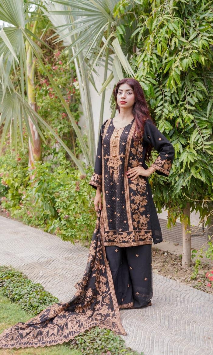 Premium Black & Copper Heavy Embroidered